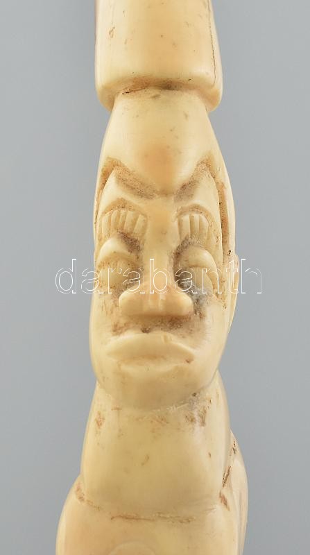 Antik afikai csontfaragás, korának megfelelő állapotban, h: 12 cm - Image 2