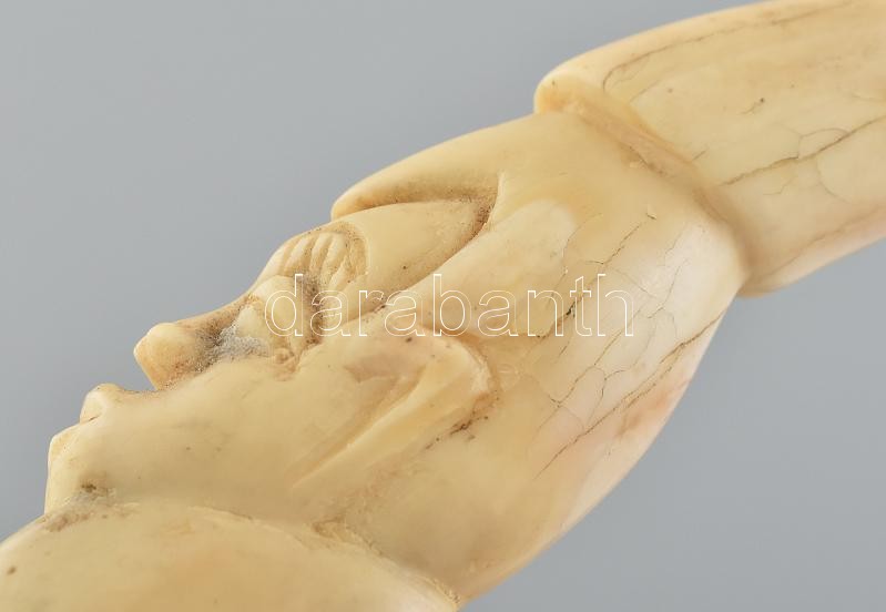 Antik afikai csontfaragás, korának megfelelő állapotban, h: 12 cm - Image 3