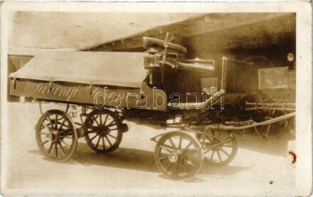 Surányi Ferenc kerékgyártó és kocsikészítő reklámja / Hungarian carriage maker's advertisement. photo (fl)