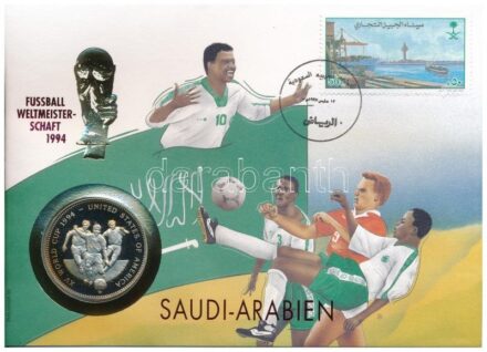 Zambia 1994. 2000K Cu-Ni 'XV. Labdarúgó Világbajnokság - Amerikai Egyesült Államok - 1994' forgalomba nem került emlékérme, 'Szaúd-Arábia' érmés borítékban, bélyegzéssel, német nyelvű leírással T:PP patina Zambia 1994. 2000