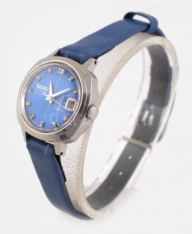 Seiko Hi-Beat automata, női karóra, kék számlappal, bőr szíjjal, működik, szép állapotban, d: 24 mm - Image 2
