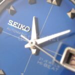 Seiko Hi-Beat automata, női karóra, kék számlappal, bőr szíjjal, működik, szép állapotban, d: 24 mm - Image 3