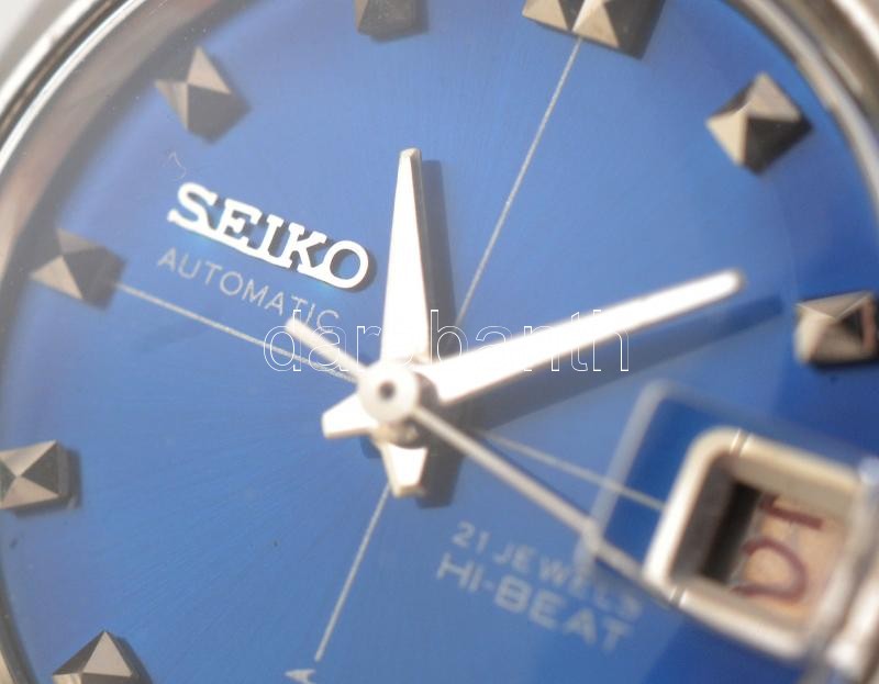 Seiko Hi-Beat automata, női karóra, kék számlappal, bőr szíjjal, működik, szép állapotban, d: 24 mm - Image 3