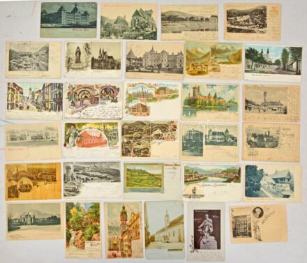 Kb. 100 db RÉGI hosszú címzéses osztrák város képeslap vegyes minőségben, lithokkal / Cca. 100 pre-1910 Austrian town-view postcards in mixed quality, with lithos