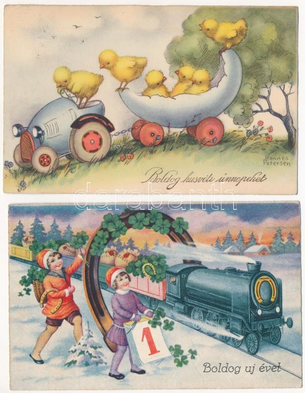 43 db RÉGI üdvözlő motívum képeslap vegyes minőségben / 43 pre-1945 greeting motive postcards in mixed quality - Image 3