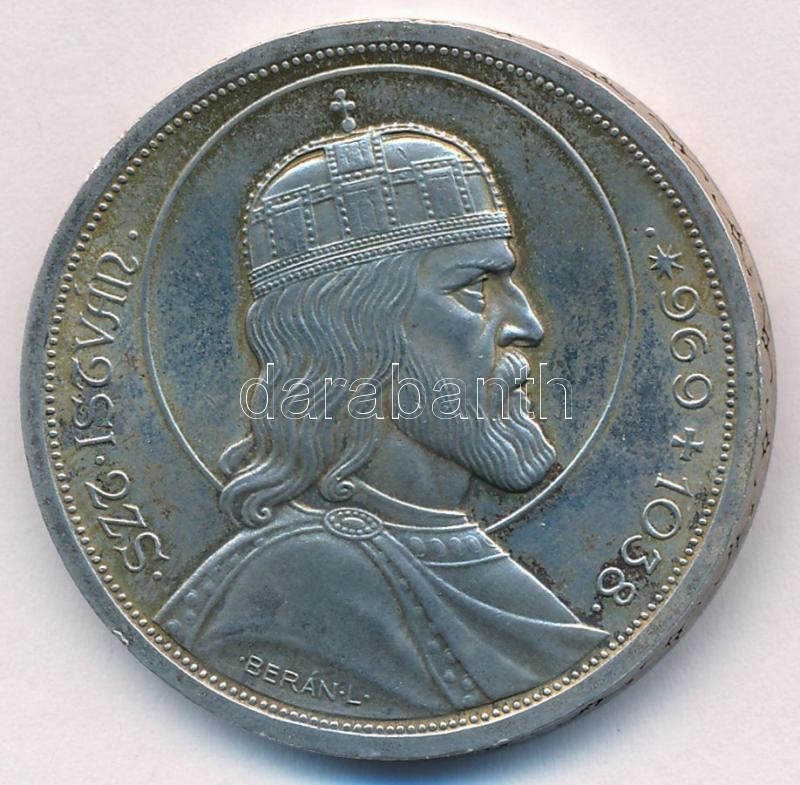 1938. 5P Ag 'Szent István' T:1- patina, kis ph Adamo P8.1