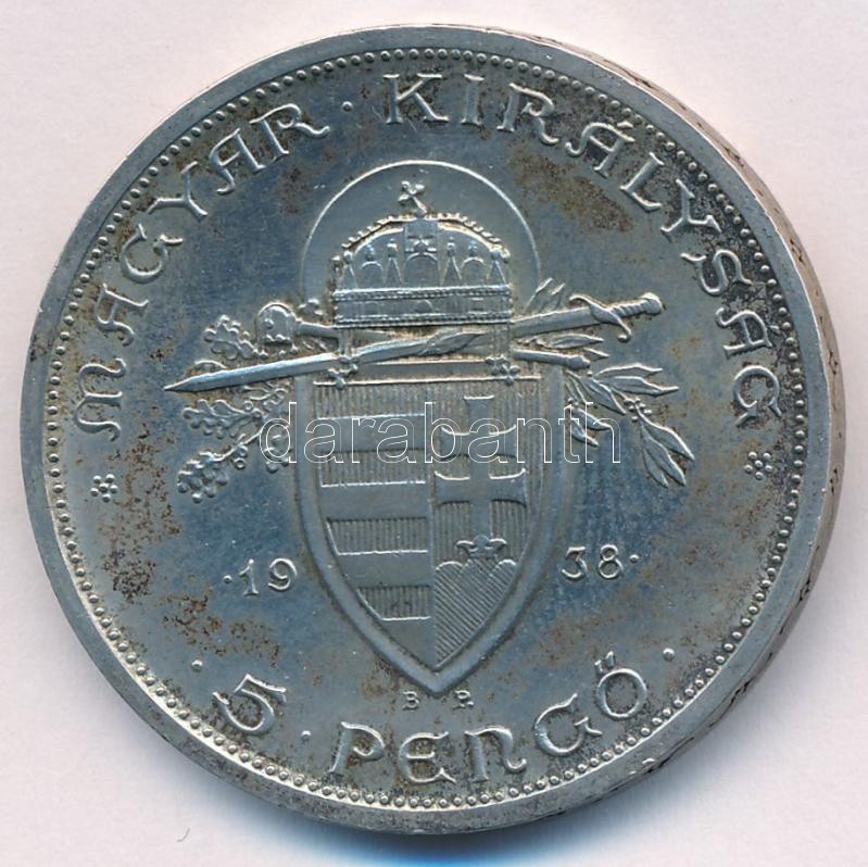 1938. 5P Ag 'Szent István' T:1- patina, kis ph Adamo P8.1 - Image 2