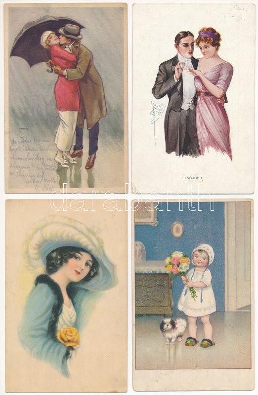 24 db RÉGI művész motívum képeslap vegyes minőségben / 24 pre-1945 art motive postcards in mixed quality - Image 2