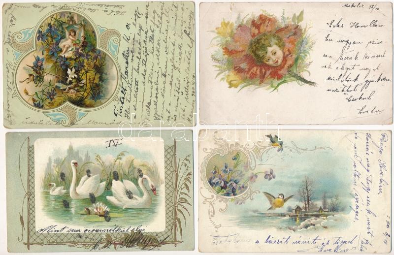 6 db RÉGI litho üdvözlőlap / 6 pre-1945 litho greeting cards