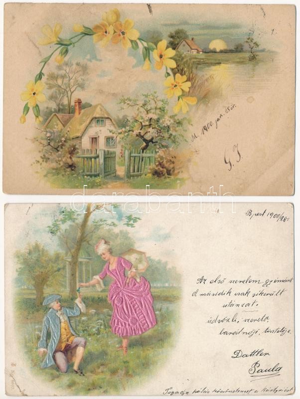 6 db RÉGI litho üdvözlőlap / 6 pre-1945 litho greeting cards - Image 2