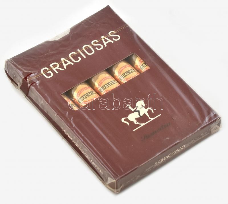 Sumatra Graciosas szivar, 5 db, bontatlan, de részben az oldalán sérült csomagolásban, 11x8x1,5 cm