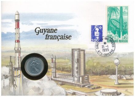 Franciaország / Francia Guyana 1965. 1Fr Ni felbélyegzett borítékban, bélyegzéssel, német nyelvű tájékoztatóval T:2- France / French Guyana 1977. 1 Franc Ni in envelope with stamp, cancellation and german language description C:VF