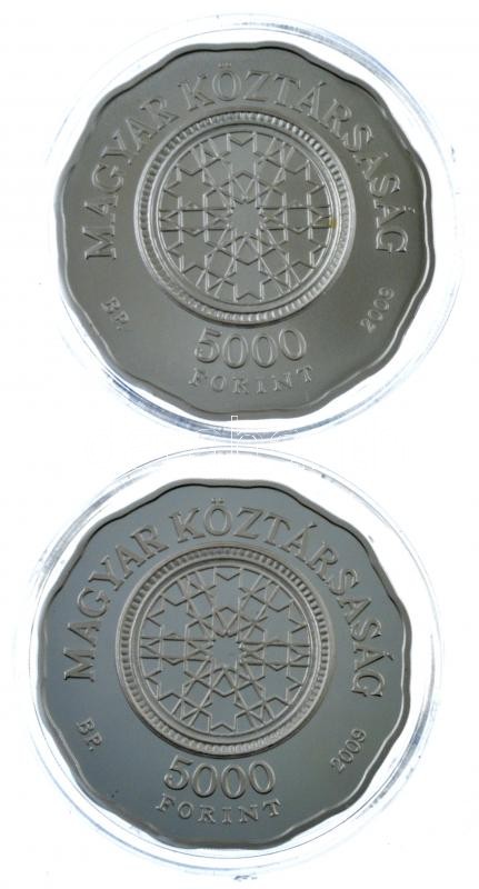 2009. 5000Ft Ag '150 éves a Dohány utcai Zsinagóga' (2xklf) kapszulában, tanúsítvánnyal, 2db színes MNB tájékoztatóval T:BU,PP kis patina, az egyiken karc Adamo EM222