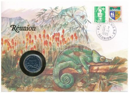 Franciaország / Réunion 1989. 1Fr Ni felbélyegzett borítékban, bélyegzéssel, német nyelvű leírással T:1- France / Réunion 1989. 1 Franc Ni in envelope with stamp, cancellation and a prospectus in german C:AU