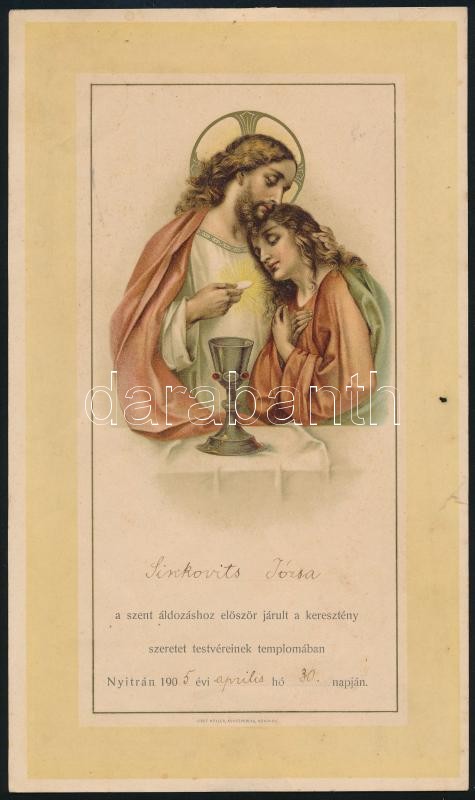 1905 Elsőáldozási emléklap Nyitra 14x,25 cm