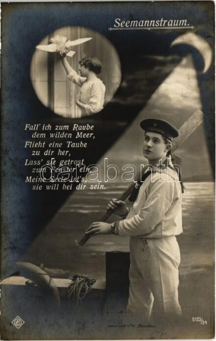 1915 Seemannstraum / WWI German Navy (Kaiserliche Marine) 'SMS OLDENBURG' mariner, romantic couple + 'K.U.K. KRIEGSMARINE SMS RADETZKY'