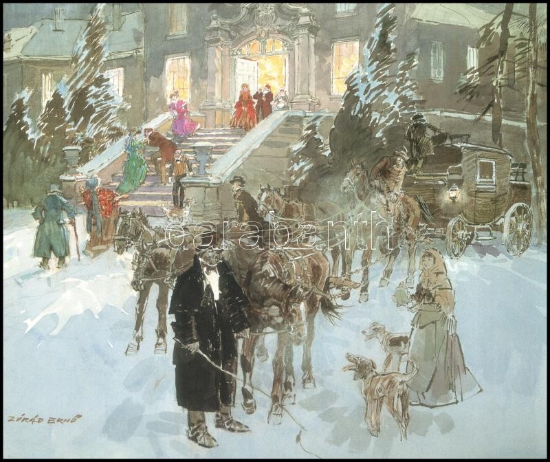 Zórád Ernő (1911-2004) akvarellfestményeiről készült 6 db modern nyomat, 30x25 cm - Image 2