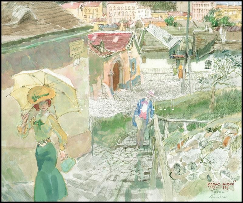 Zórád Ernő (1911-2004) akvarellfestményeiről készült 6 db modern nyomat, 30x25 cm - Image 3