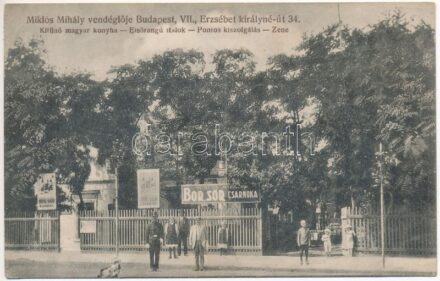 1914 Budapest XIV. Miklós Mihály vendéglője, bor és sörcsarnok, rendőr. Erzsébet királyné út 34.