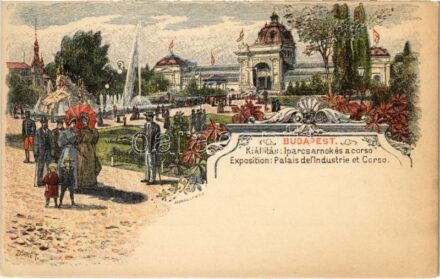 Budapest XIV. Iparcsarnok és korzó, Ezredéves Országos Kiállítás. Art Nouveau s: Morelli, Dörre T. + 2 Kr. brown Ga.