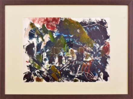 Jelzés nélkül: Gesztusok. Olaj, papír. Üvegezett fakeretben. 25×34,5 cm