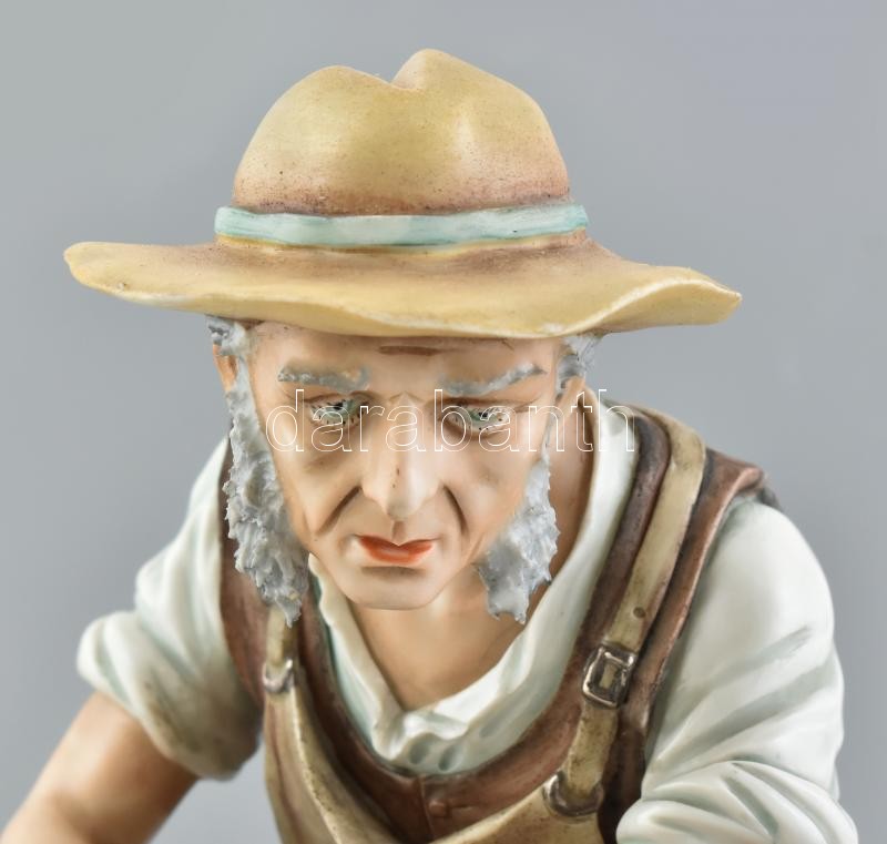 Sitsendorf nagy méretű porcelán figura, birka nyíró, , Németország 1900 körül, hibátlan, jelzett, m: 25 cm - Image 3