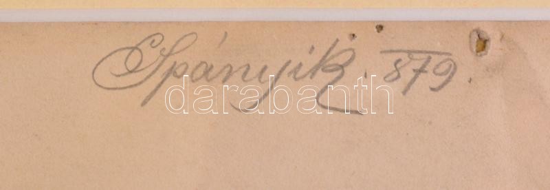Spányik Kornél (1858-1943): Tanulmányrajz, 1879. Ceruza, papír, jelzett. Kissé foltos. Üvegezett, sérült keretben. 27,5×18,5 cm - Image 2