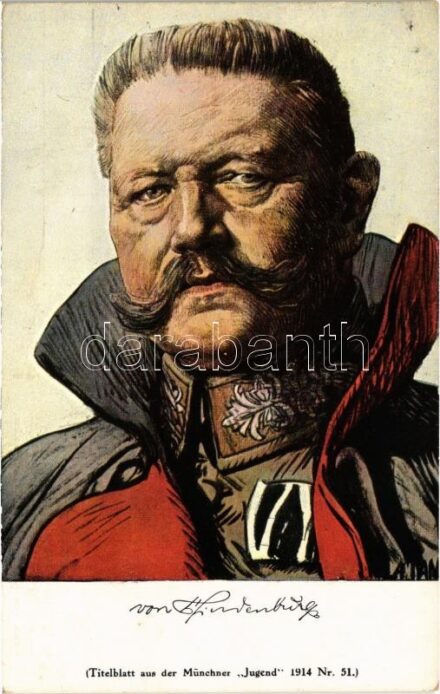 1914 Generalfeldmarschall v. Hindenburg. Titelblatt aus der Münchner 'Jugend' 1914. Nr. 51. / WWI German military art postcard, Field Marshal Hindenburg s: Angelo Jank
