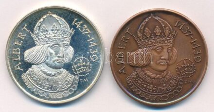 Fritz Mihály (1947-) 1989. 'MÉE Székesfehérvár / Albert király' jelzett Ag és bronz emlékérem pár (35,72g/0.835/42mm) T:1,PP patina, fo., ujjlenyomat Adamo SF12