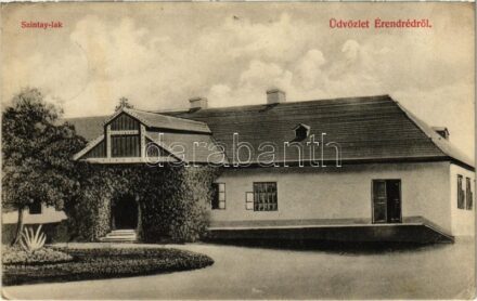 1911 Érendréd, Ér-Endréd, Andrid; Szintay-lak, kastély. Kaszovitz Ignátz kiadása / villa, castle + 'RESZEGE-PISKOLT' vasúti bélyegzés (ázott / wet damage)