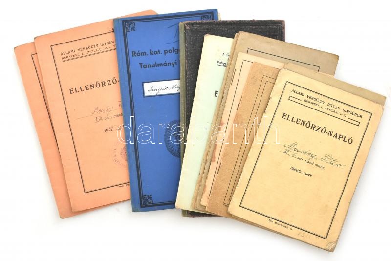 cca 1920-1940 11 db régi vegyes iskolai ellenőrző és értesítő