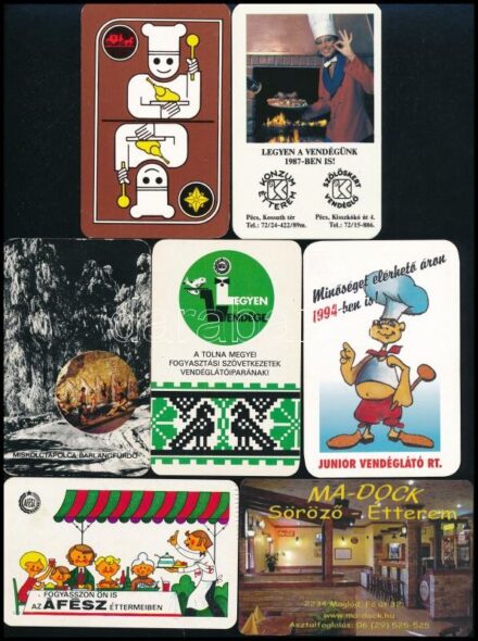1976-2004 10 db vendéglátás témájú kártyanaptár