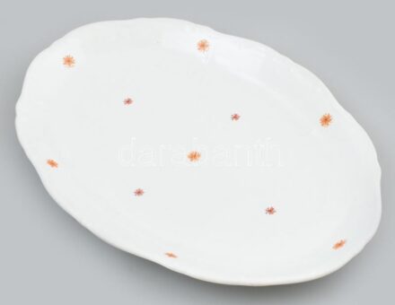 Zsolnay retró pecsenyés tál. Kézzel festett, jelzett, minimális kopással, 36x26 cm