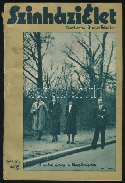 1935 Színházi Élet. XXV. évf. 10. sz., 1935. március 3. Szerk.: Incze Sándor. Fekete-fehér képanyaggal illusztrált. A gerincen kis szakadással.
