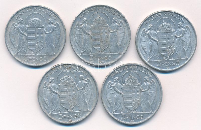 1943. 5P Al 'Horthy 75. születésnapjára' (5x) T:2-3 Adamo P8.3 - Image 2