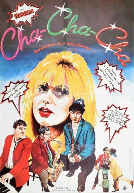 1982 Paraszkay György (1954-): Cha-cha-cha, zene: Hungária, magyar film plakátja, MOKÉP, MAHIR, hajtott,84x59 cm
