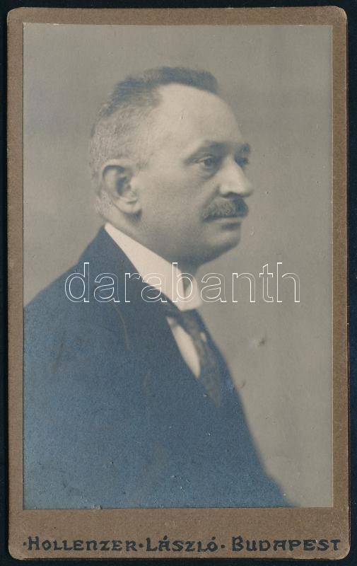 Cca 1915 Férfi portréja Hollenzer László budapesti műterméből. Vizitkártya.