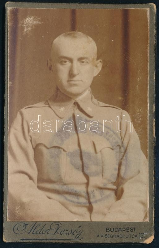 Cca 1915 Katona portréja Áldor Dezső budapesti műterméből. Vizitkártya.
