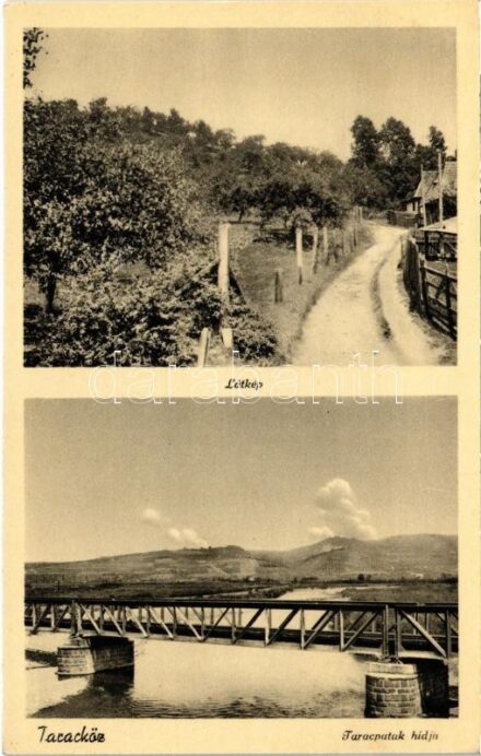 Taracköz, Teresva; látkép, Tarac patak hídja. Kárpátaljai Hangya Szövetkezet kiadása / road, bridge