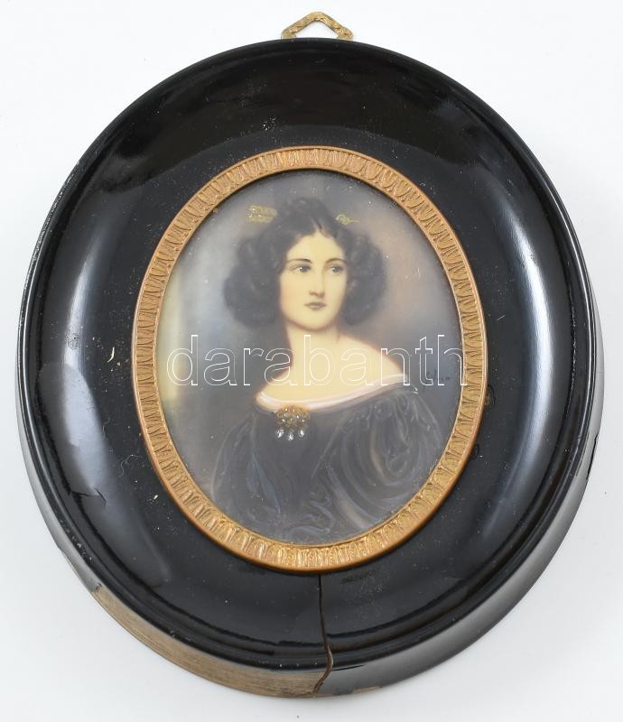 Silvia jelzéssel, miniatűr, sérült keretben, 9x7 cm