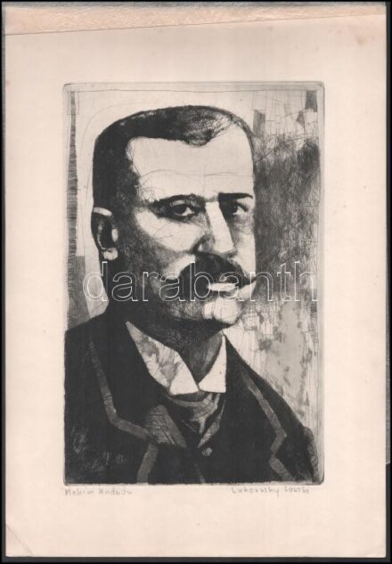 Lukovszky László (1922-1981):: Áchnim András. Rézkarc, papír, jelzett. 30x19 cm