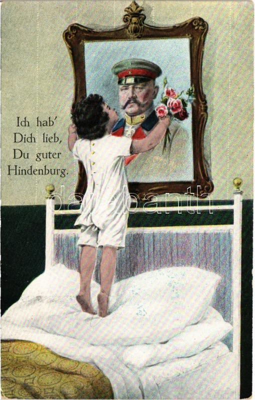 Ich hab' Dich lieb, Du guter Hindenburg / WWI German military art postcard, patriotic propaganda, Field Marshal Hindenburg. L&P 2131. (EK)