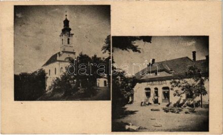 Berzence, templom, Hangya üzlet. Turul képeslap kiadó