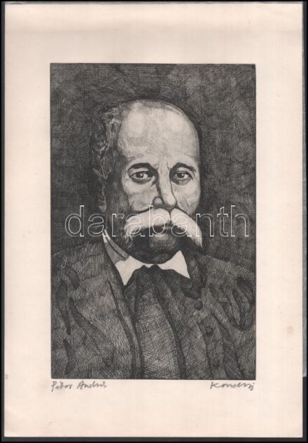 Konecsni György (1908-1970): Péter András. Rézkarc, papír, jelzett. 30x19 cm