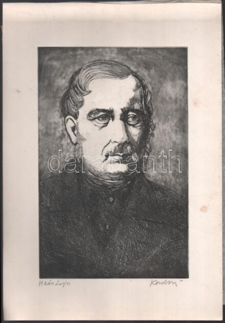 Konecsni György (1908-1970): Haász Lajos. Rézkarc, papír, jelzett. 30x19 cm