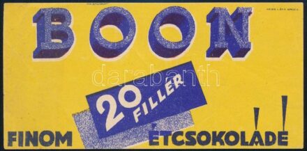 cca 1930 Boon finom étcsokoládé számolócédula, 13,5x6,5 cm