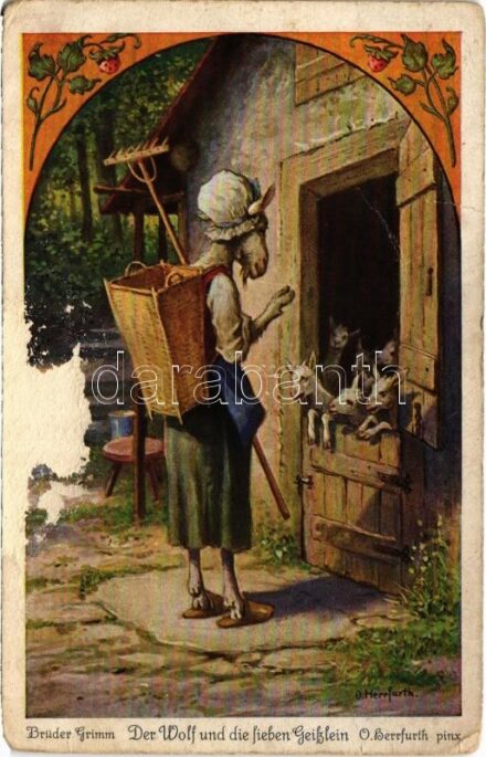 1928 Brüder Grimm - 'Der Wolf und die Sieben Geißlein' s: O. Herrfurth (felületi sérülés / surface damage)