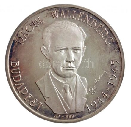 Bognár György (1944-) DN 'Raoul Wallenberg - Budapest 1944-1945' Ag emlékérem (31,27g/0.999/42,5mm) T:PP patina