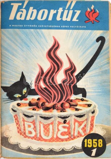 1958 Tábortűz. A Magyar Űttörők Szövetségének képes folyóirata. 1-24. szám. Benne Sebők Ferenc által írt, és Zórád Ernő által rajzolt képregényekkel (Ujvári bej, Marco Polo, Peter Pan), Kálmán Jenő - Szakmáry László: