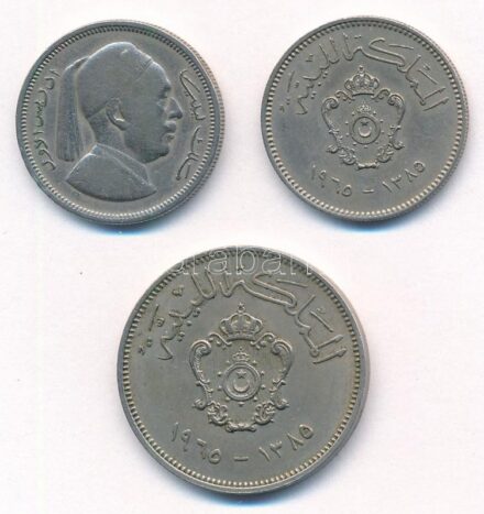 Líbia 1952. 1P Cu-Ni 'I. Idrisz' + 1965. 10m Cu-Ni + 1965. 20m Cu-Ni T:2,2- Lybia 1952. 1 Piastre Cu-Ni 'Idris I' + 1965. 10 Milliemes Cu-Ni + 1965. 20 Milliemes Cu-Ni C:XF,VF Krause KM#4, KM#8, KM#9